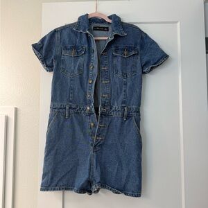 Lioness Blue Denim Button-Up Romper
